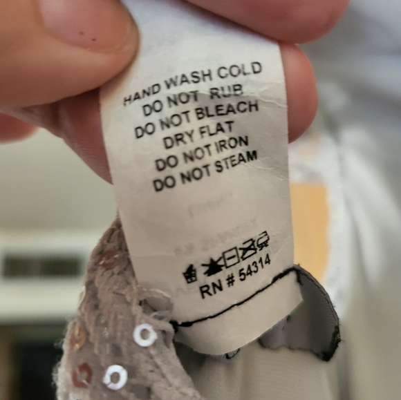 B. Darlin silver sequined v cut front, low cut back, prom/gown. Size 3/4 - Picture 9 of 16